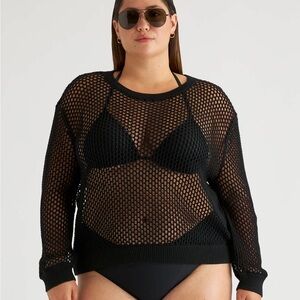 Quince Black Mesh Swim Cover-Up